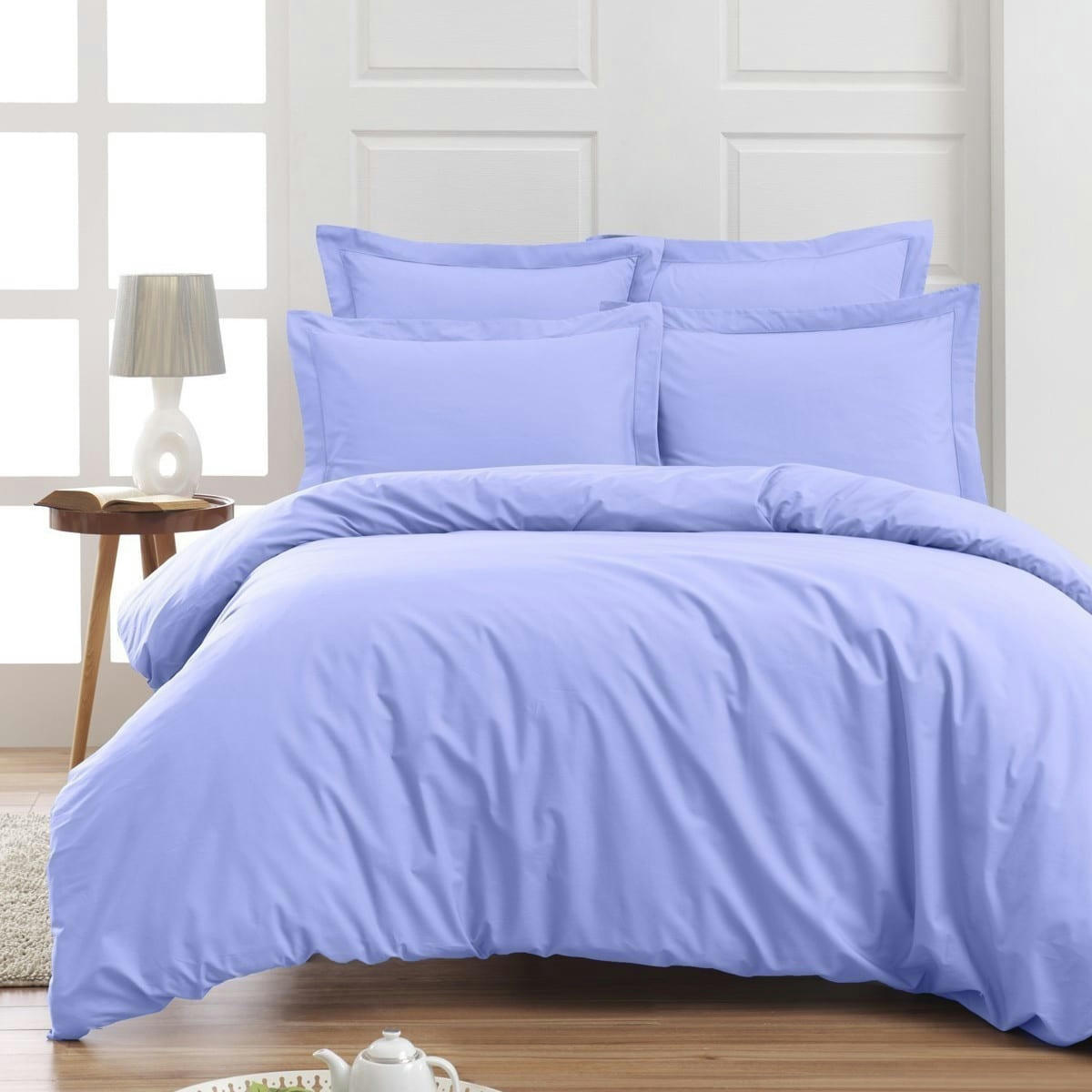 SOFT PERCALE - Drap housse en percale de coton Azur 90x200 cm