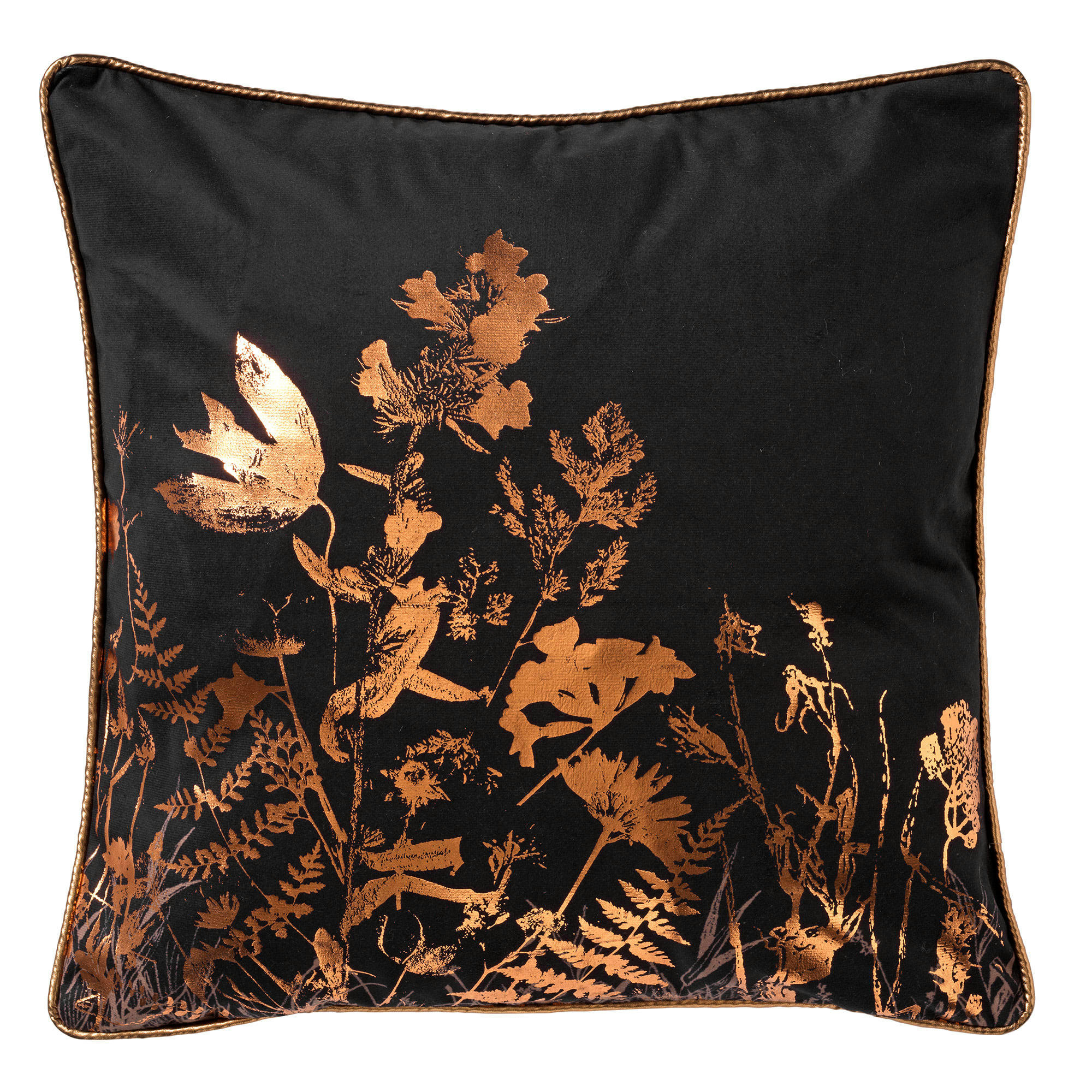 - Housse de coussin noir doux-45x45 cm avec motif fleuri
