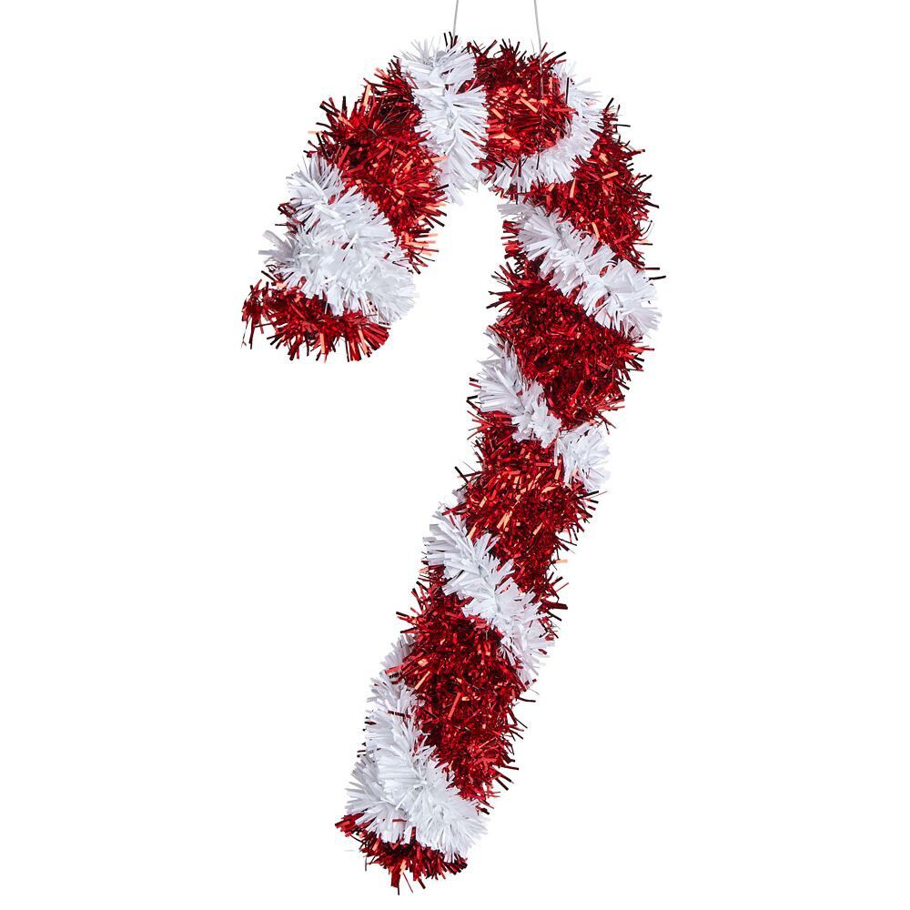 Sucre d'orge rouge et blanc à suspendre H.16 cm