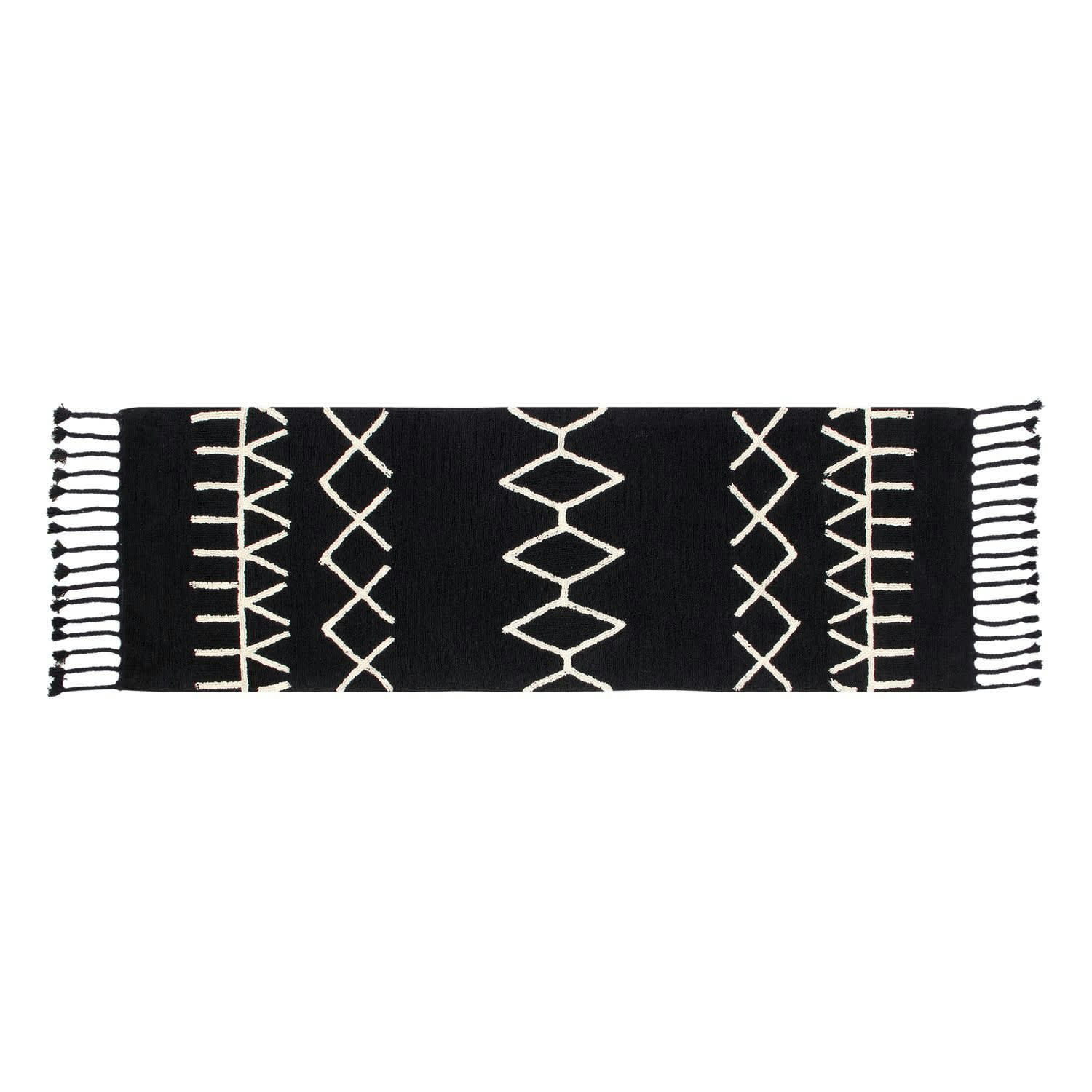 - Tapis de couloir lavable berbère noir 230 x 80 cm