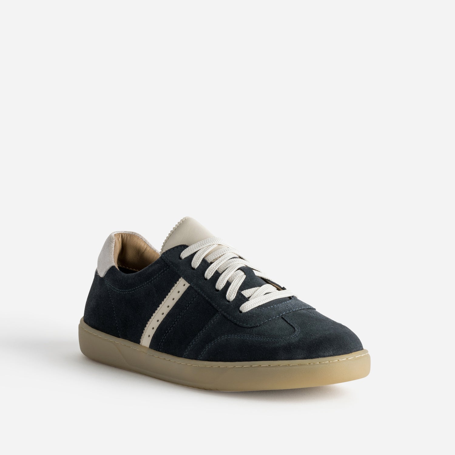 Tennis marine cuir velours