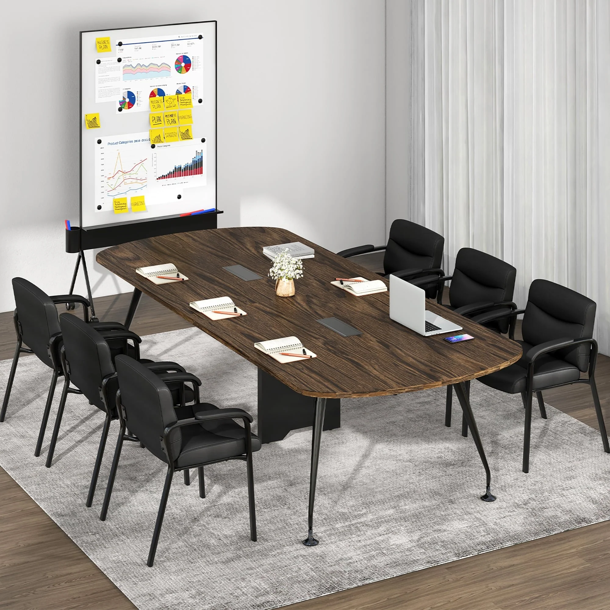 Gymax Set of 6 Waiting Room Chair No Wheels w/ Padded Armrests Guest