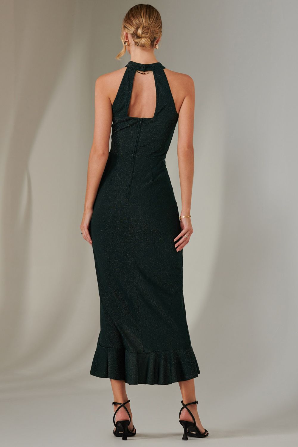Jolie Moi Halter Neck Frill Jersey Maxi Dress