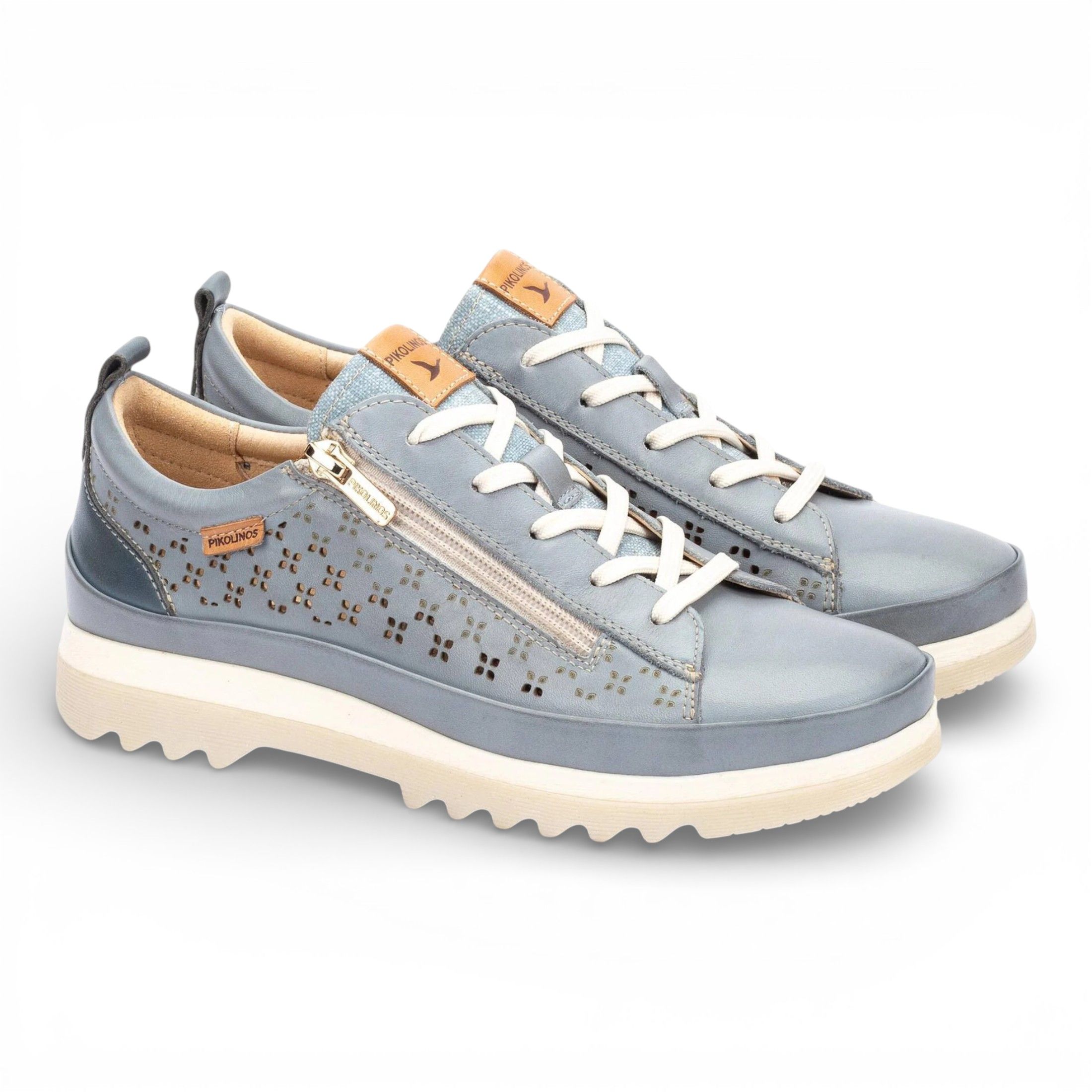 Infinity Leather Pikolinos Leather Lace Up Zipped Trainer Sneaker Shoes - Vigo