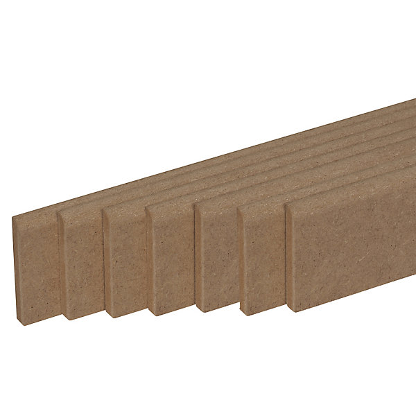 lot de 7 plinthes bord arrondi MDF brut 2200 x 120 x 12 mm