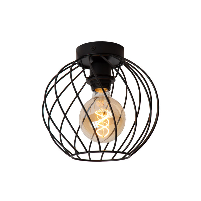 Plafonnier Danza noir Ø 25 cm E27 40 W LUCIDE