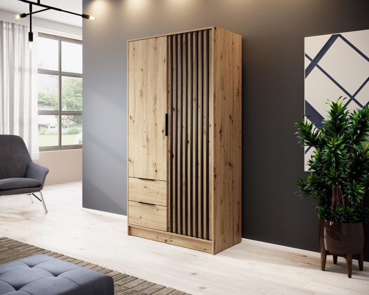 Szafa dwudrzwiowa z szufladami Nelly 2D dąb artisan lamele