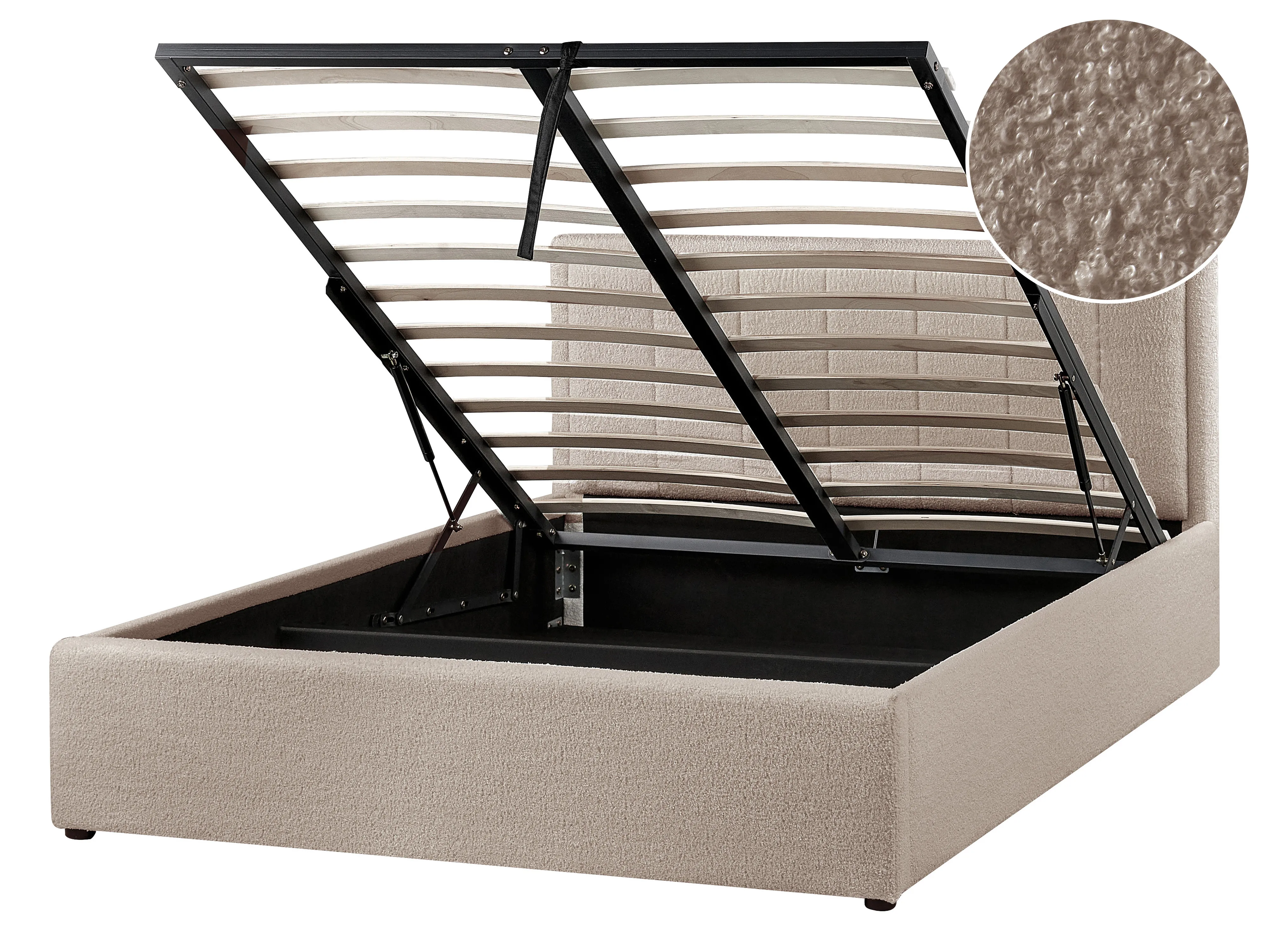 Ottoman Bed Boucle MONTLAUR 140 x 200 cm (EU Double) Taupe