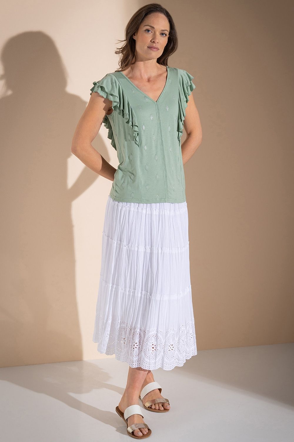 Klass. Diamond Foil Printed Jersey Top