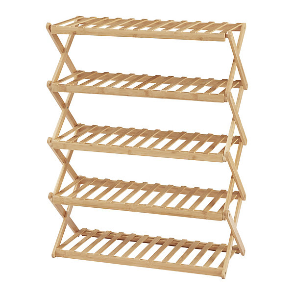 Etagère à chaussures pliable Fitzbek bambou 89 x 67 x 26 cm naturel en.casa