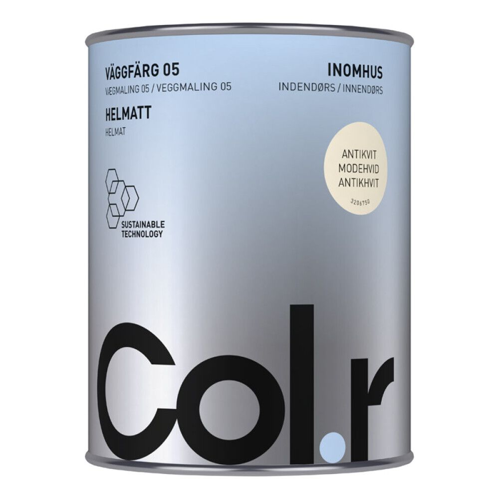 VEGGMALING COL.R HELMATT ANTIKKHVIT 1L