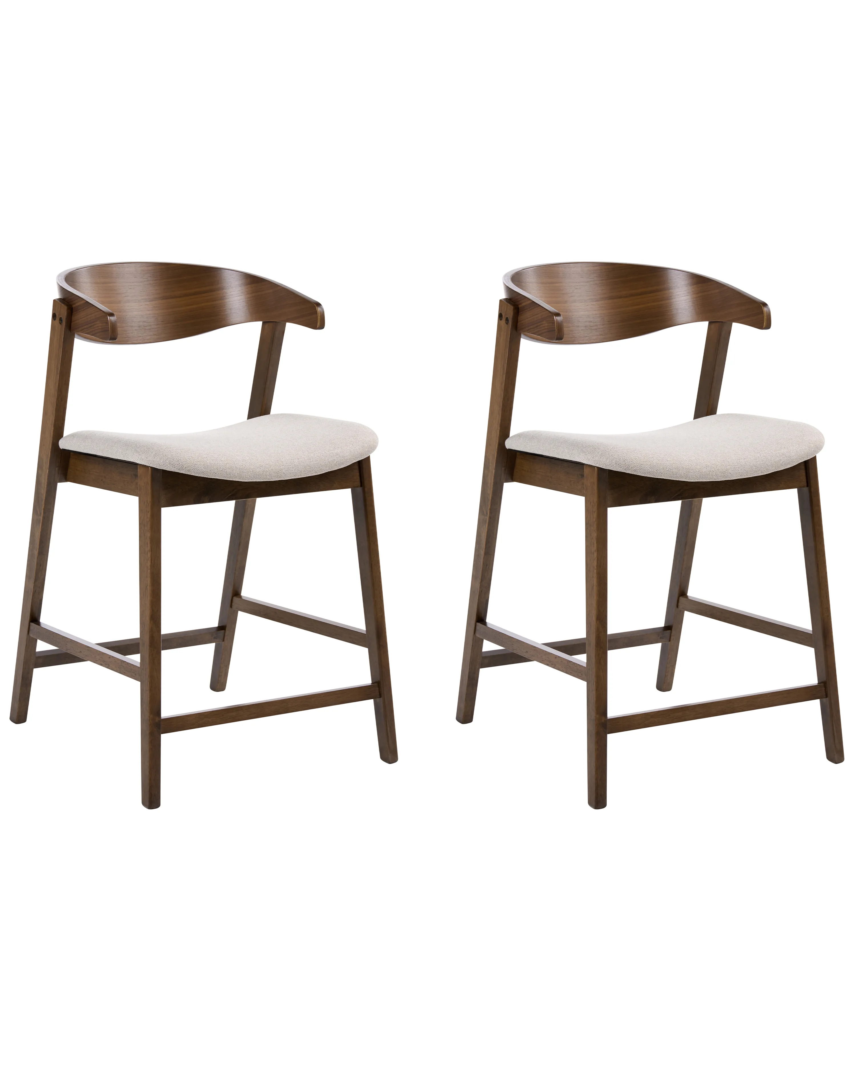 Set of 2 Dining Chairs LILLY Fabric Brown/ Beige