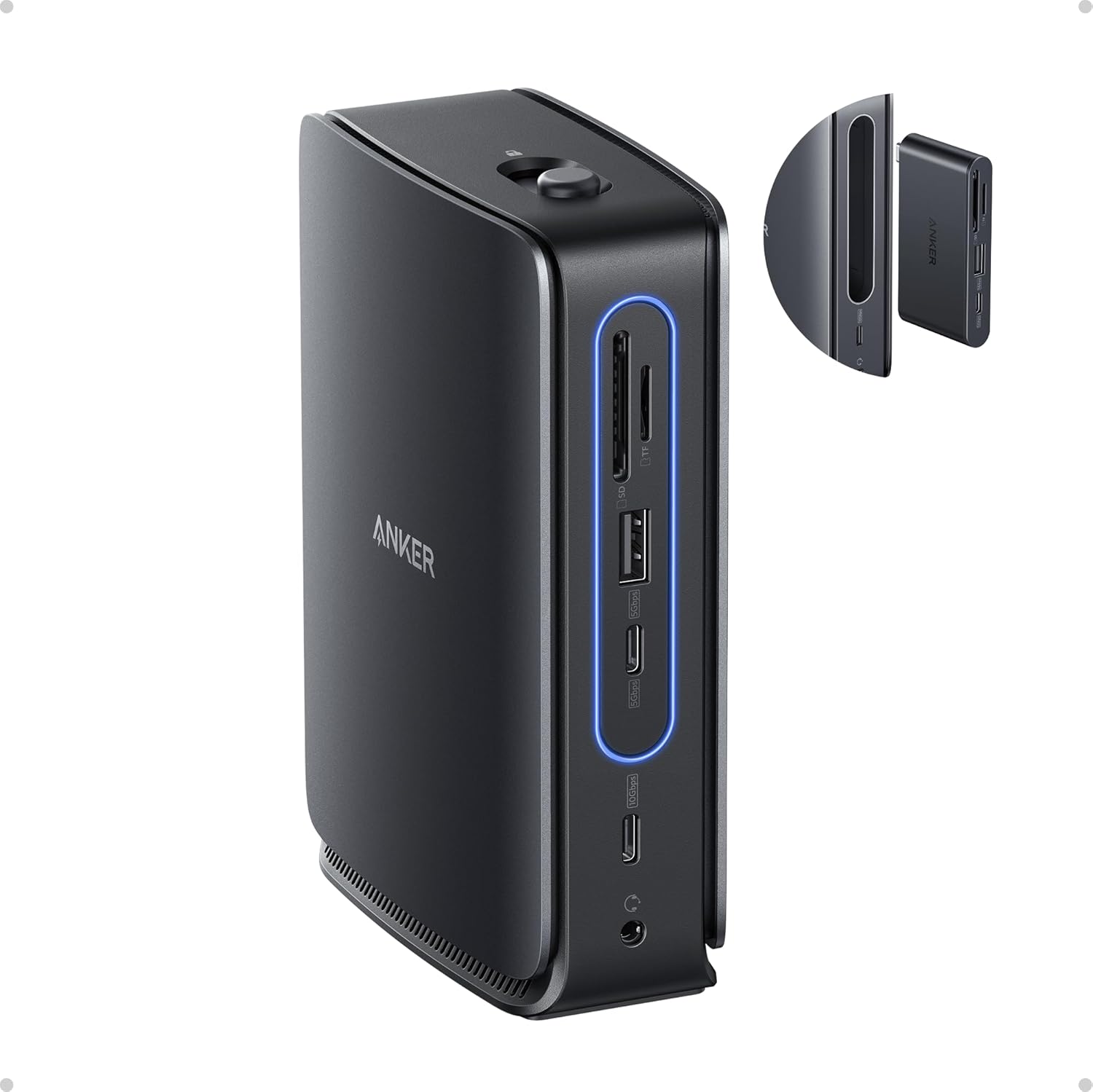 Anker Nano Laptop Docking Station with Detachable Hub  13-in-1 USB-C Triple Display Docking with 2 HDMI+1 DP  10 Gbps USB-C  3 USB-A  Audio  SD/TF  Ethernet  100W Max PD for Dell  Lenovo  HP  and More
