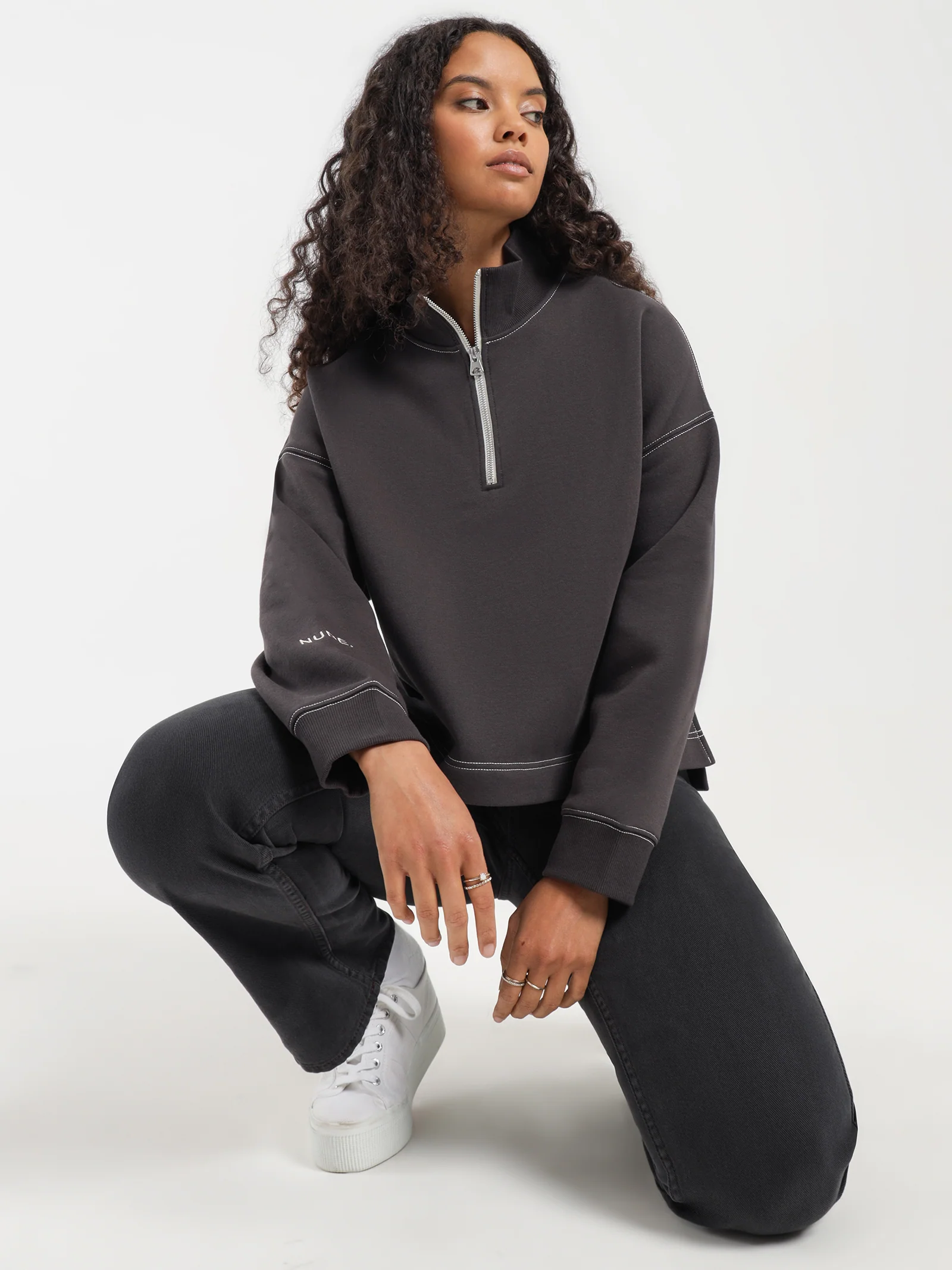 Nude Zip Front Sweat