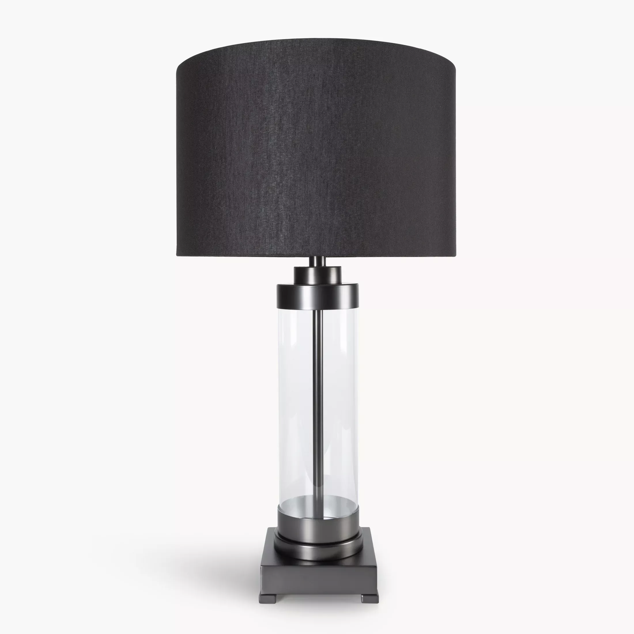 Lampa stołowa do pokoju czarna CLARA o prostej szklanej podstawie