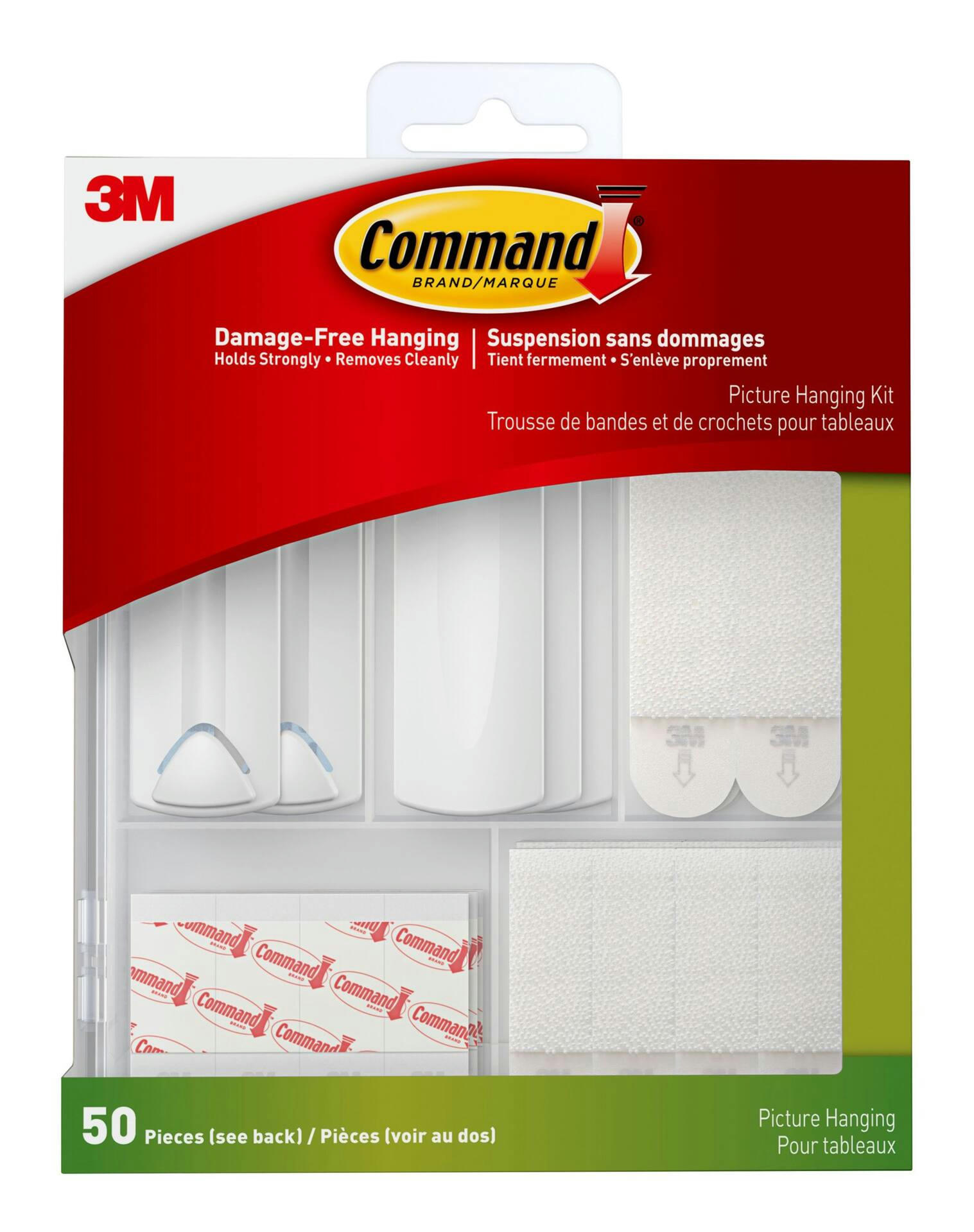 Command Picture Hanging Kit with Adhesive Strips, White, 50 Strips per Pack