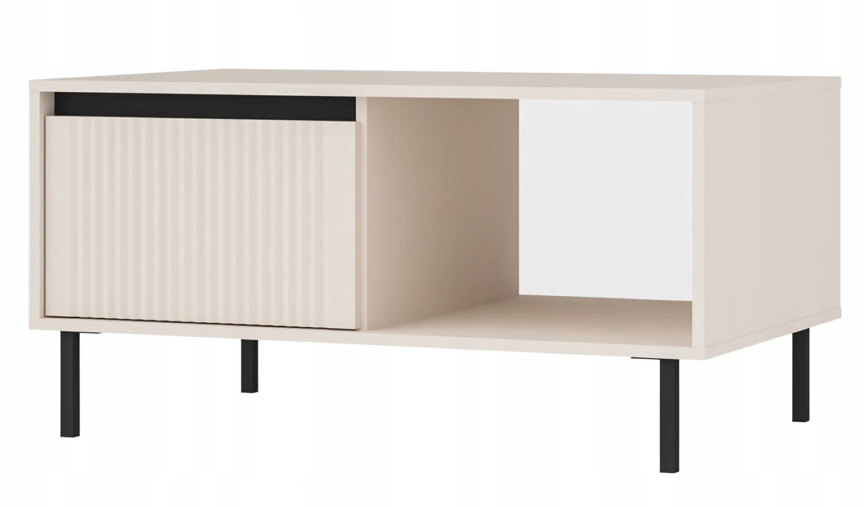 Stolik Kawowy 100 cm SALON ŁAWA Półka RYFLE BEŻOWY OSAKA