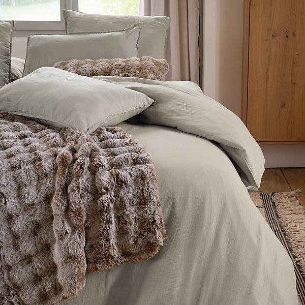 Drap housse MILOS mousseline de coton 160x200 cm bonnet 30 cm uni beige ficelle