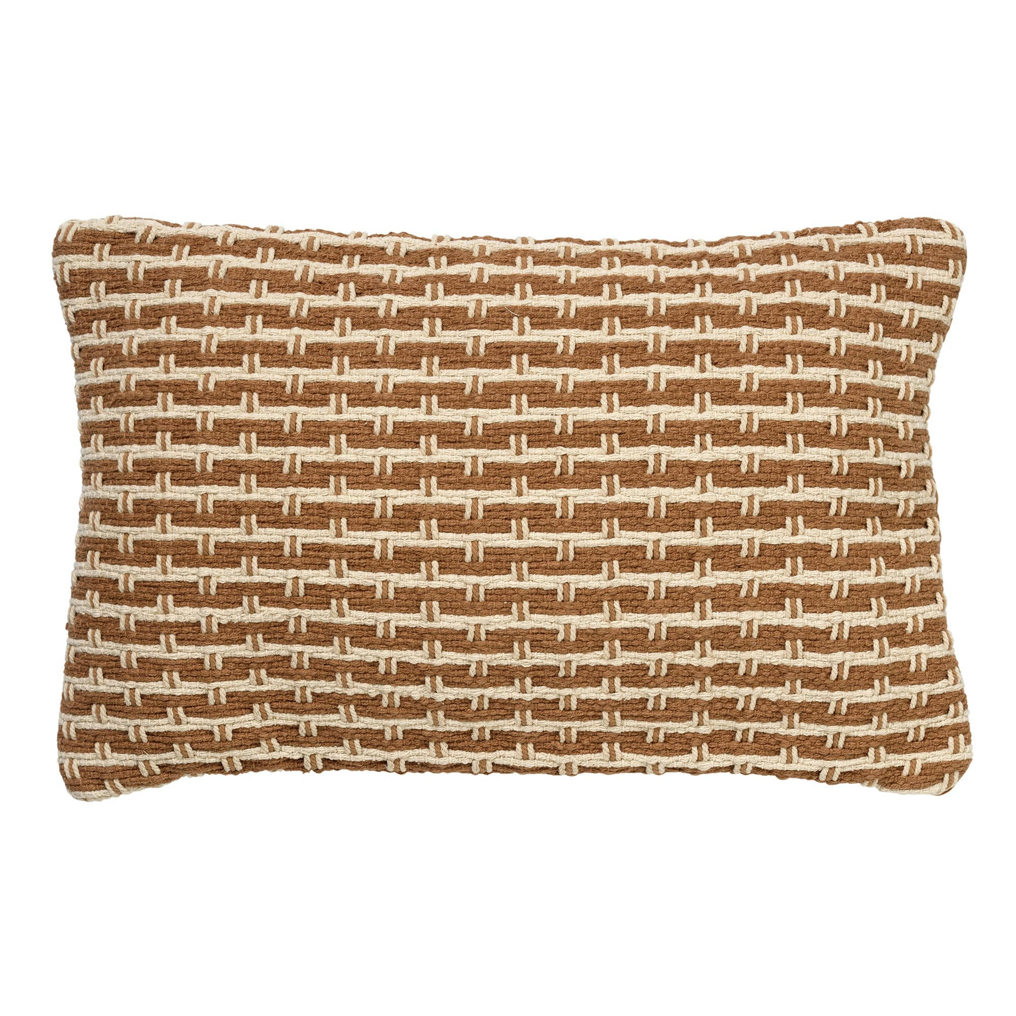 DANA - Housse de coussin marron en coton-40x60 cm avec un motif à carreaux