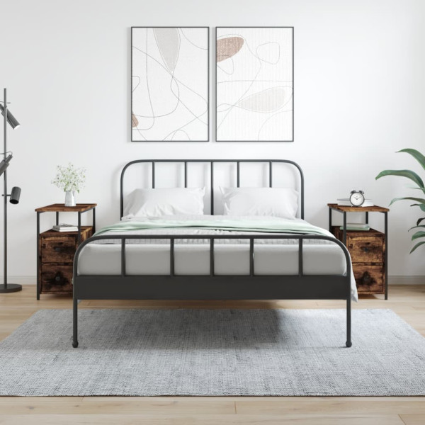 2x Szafka Nocna Brązowa z Regulowanymi Nóżkami Do Sypialni 30x60x60 cm