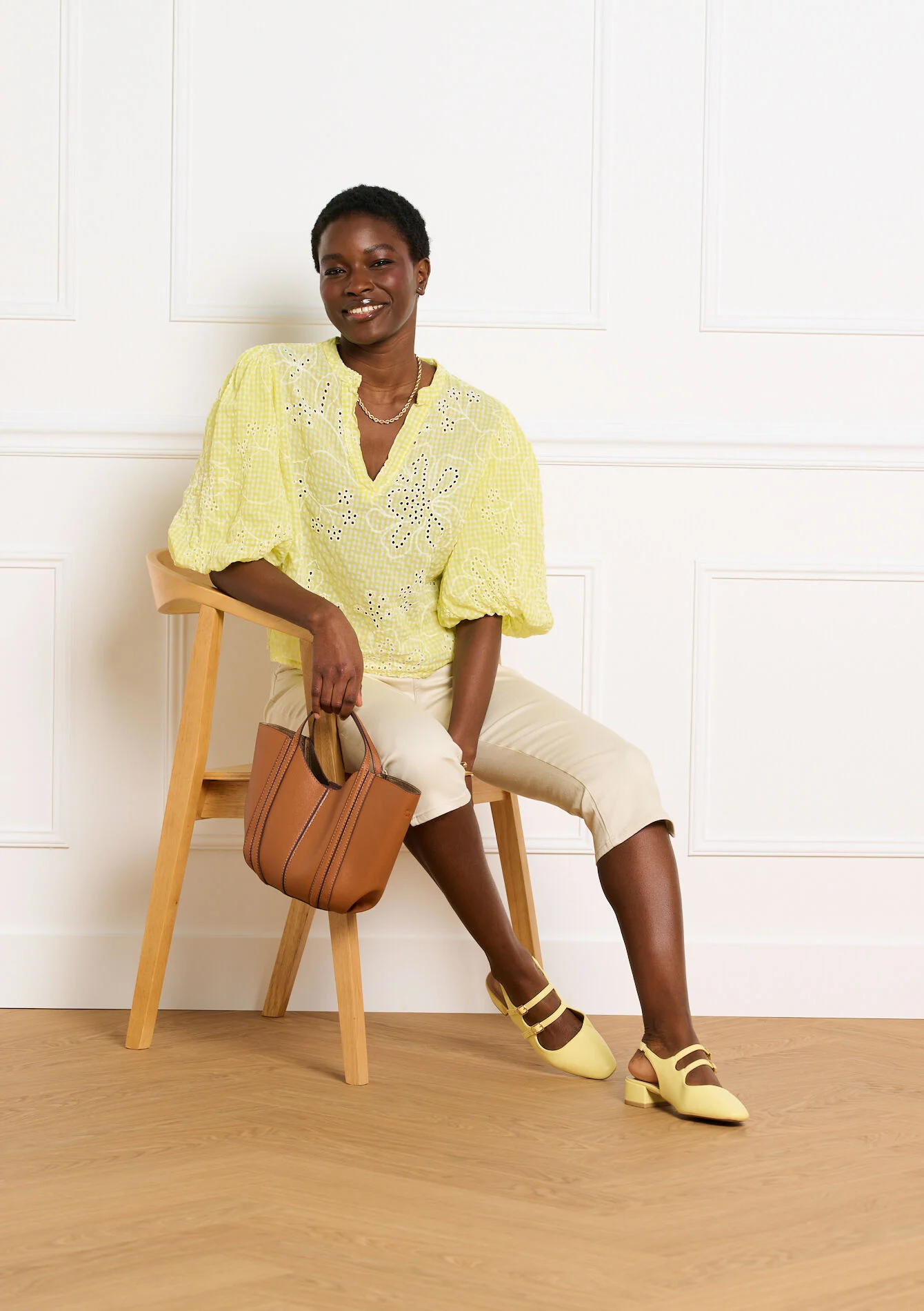 Geborduurde blouse wijde mouwen