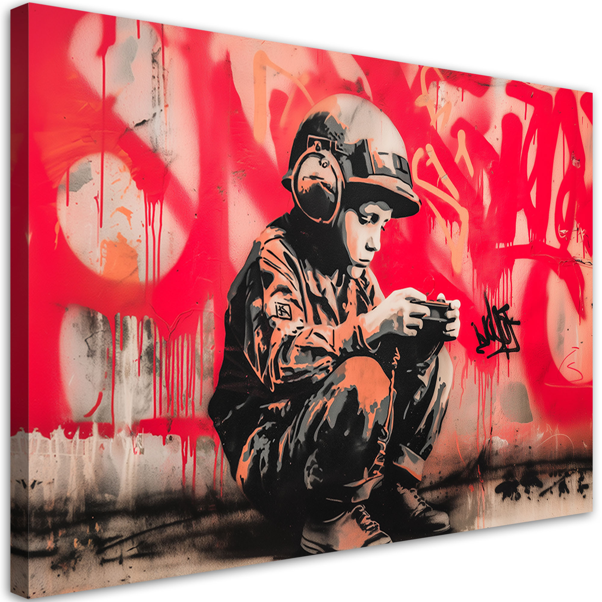 Feeby Obraz na płótnie, Żołnierz Chłopiec Street Art 60x40