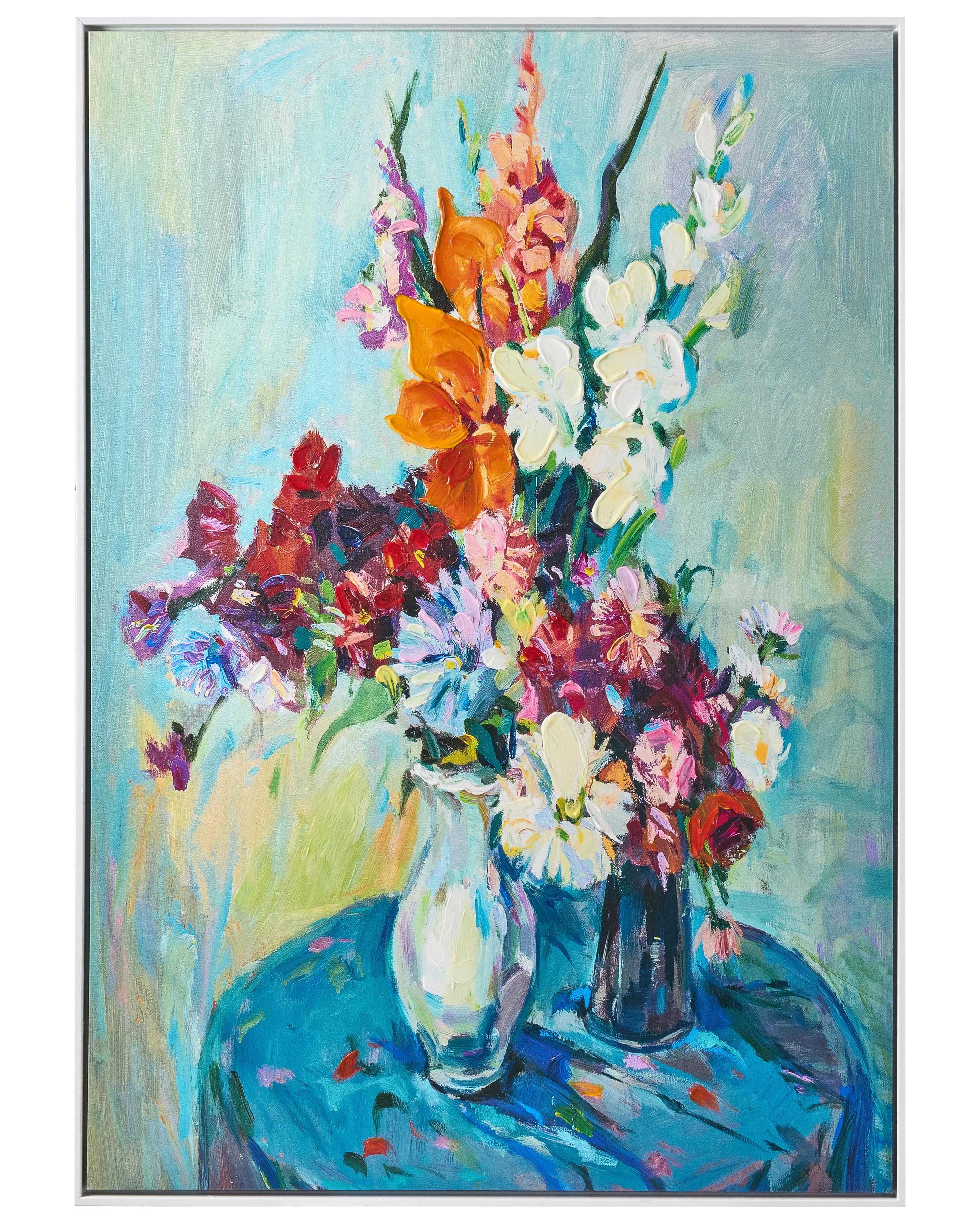 Canvas KINSALE Floral Motif Blue