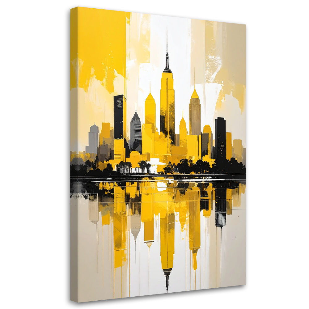Obraz do salonu sypialni biura, Miasto Budynki Architektura żółty 20x30
