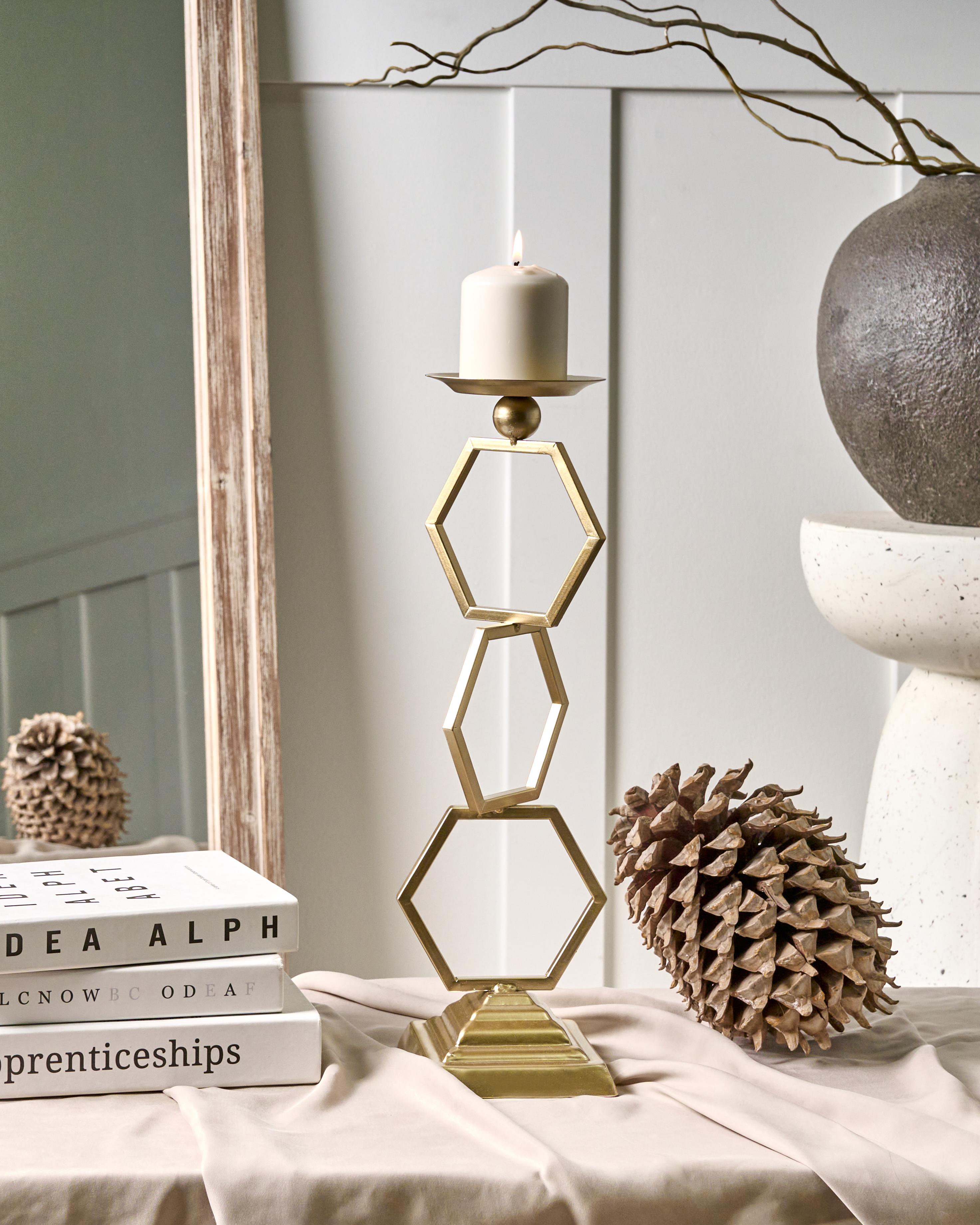 Candle Holder ARDEE Metal 44 cm Gold