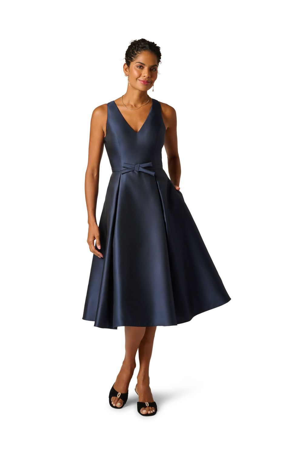 Adrianna Papell Bow Mikado Fit Flare Dress