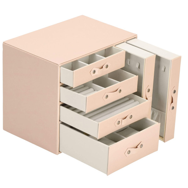 Szkatułka na biżuterię ekoskóra 26x22x18 cm różowy organizer