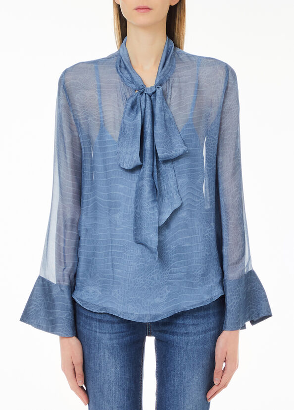 Blusa in misto seta stampata