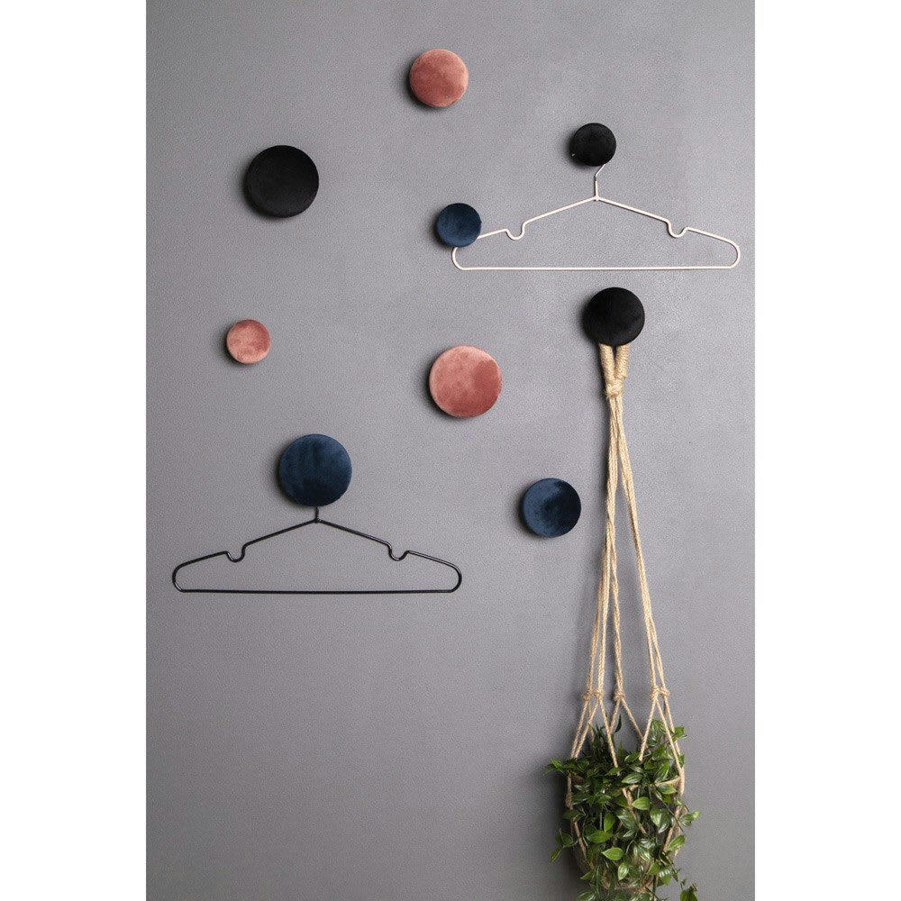 - Lot de 3 patères velours et laiton bleu