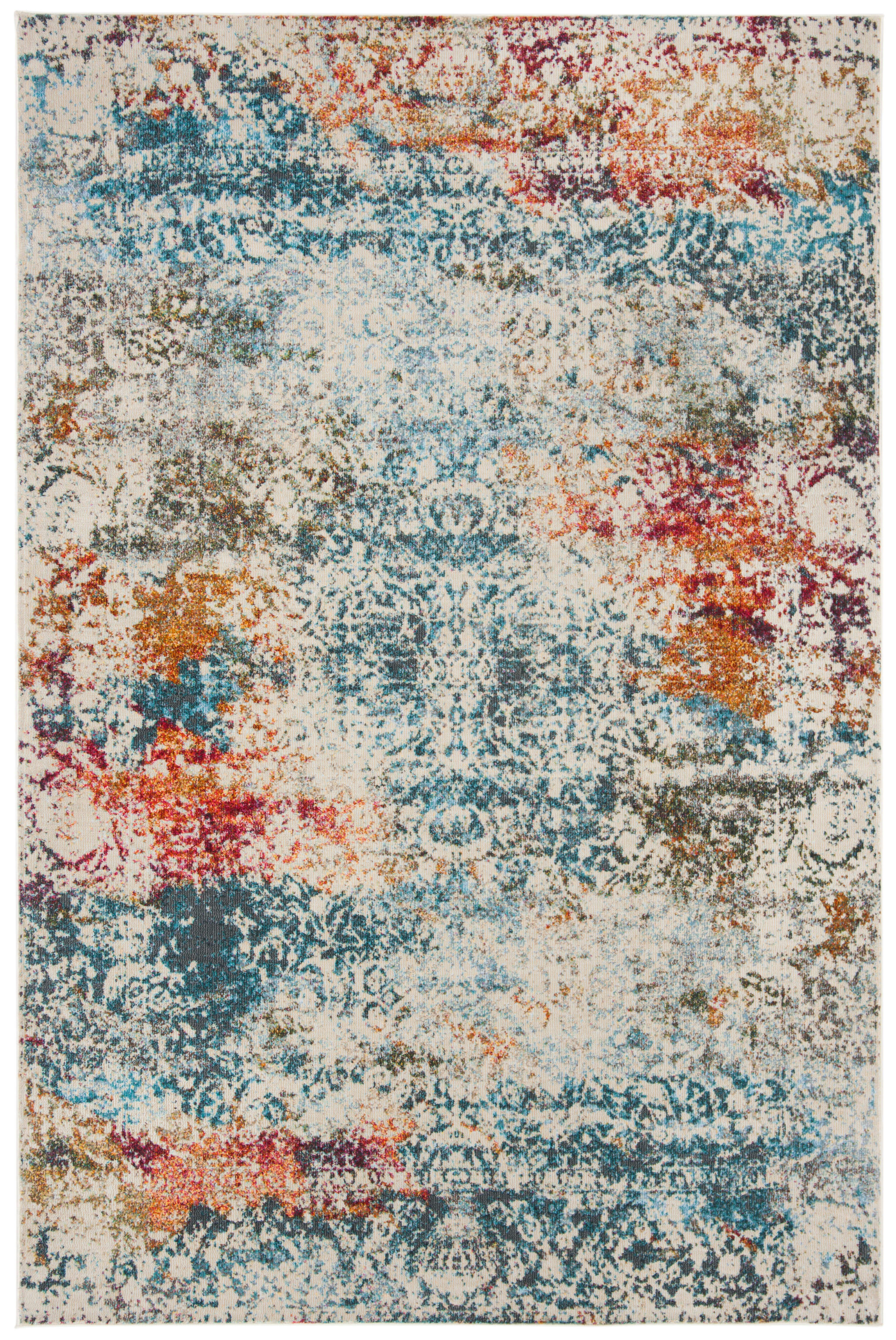 LUXOR - Tapis de salon interieur en  ivoire & bleu, 91 x 152 cm