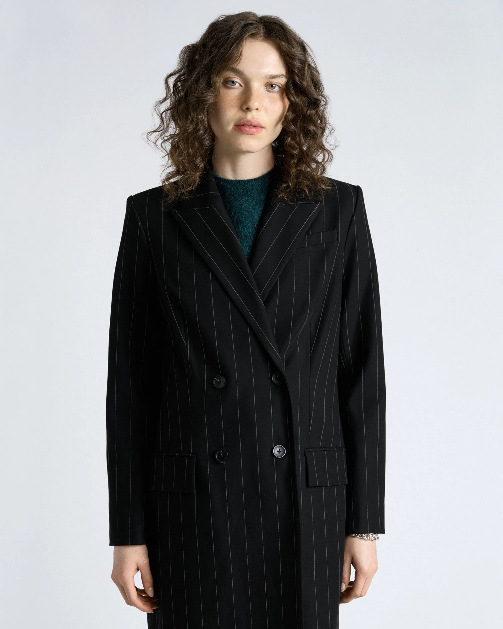 Pinstripe Double Breasted Coat