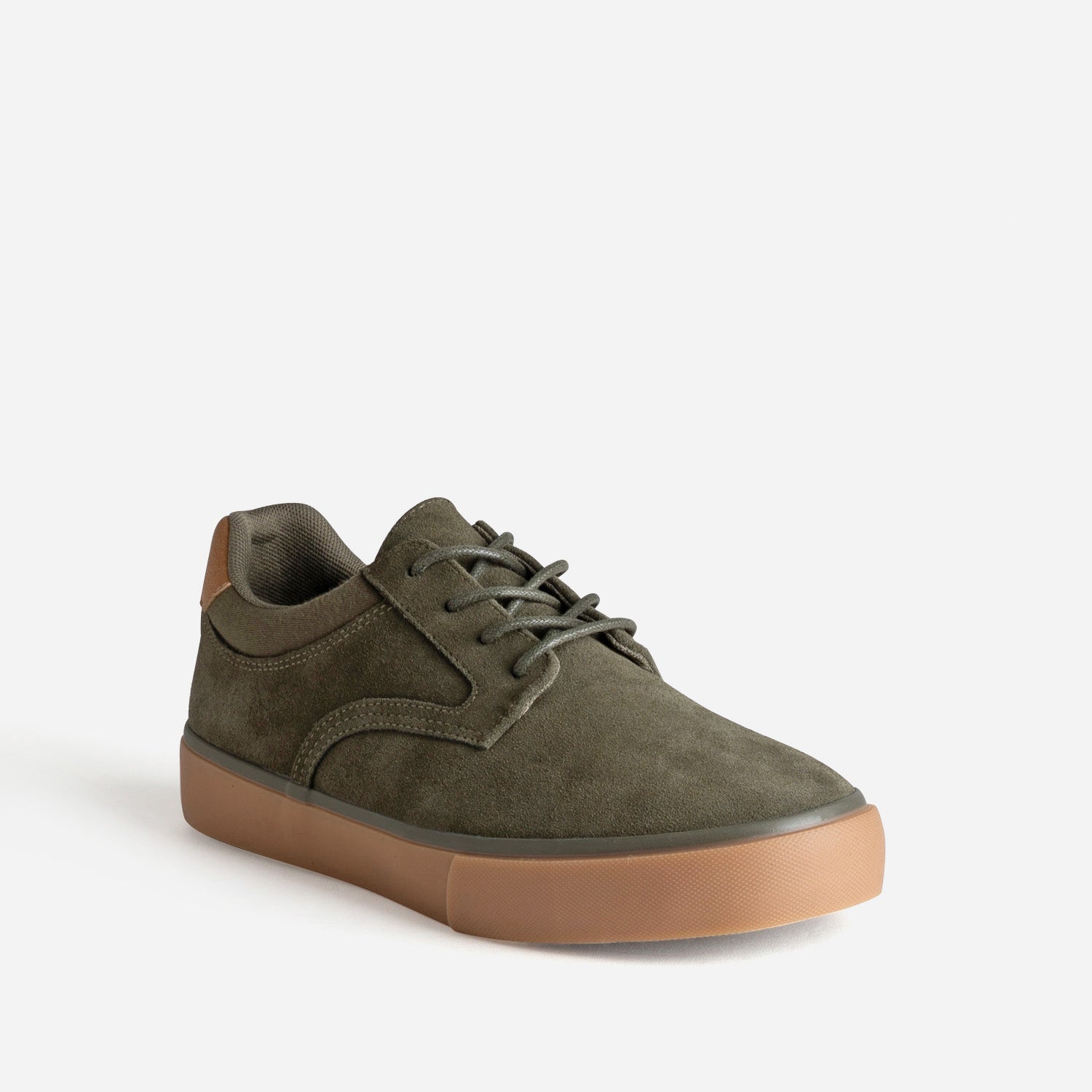 Tennis kaki cuir velours