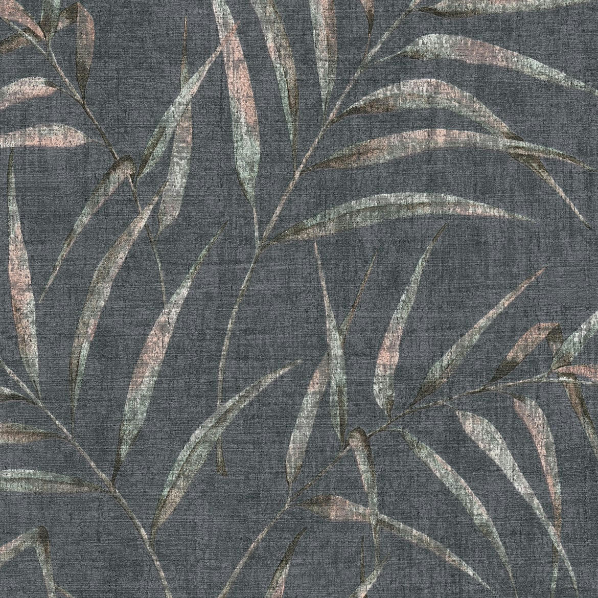 GREENERY - Papier peint imprimé feuillage papier noir  x