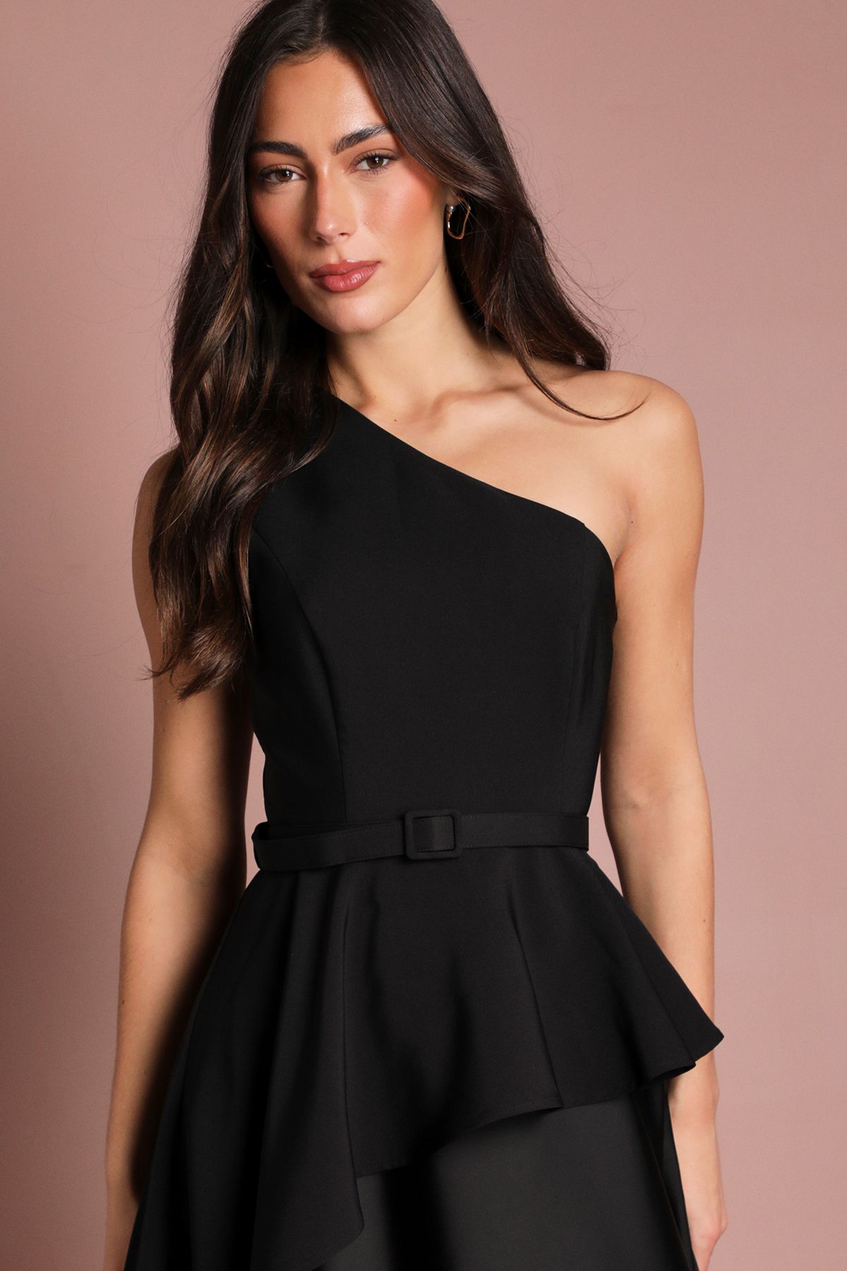 Coast One Shoulder Ruffle Detail Satin Maxi Dress