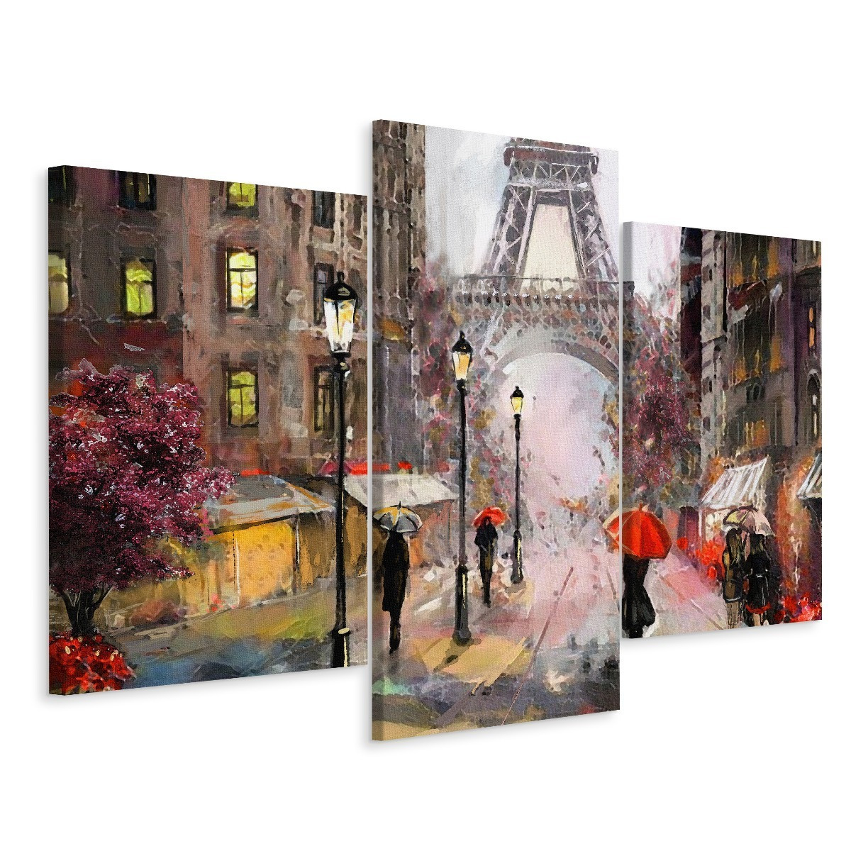 Obraz TRYPTYK Paryż Ulica Ludzie Abstrakcja 3D 60x40cm