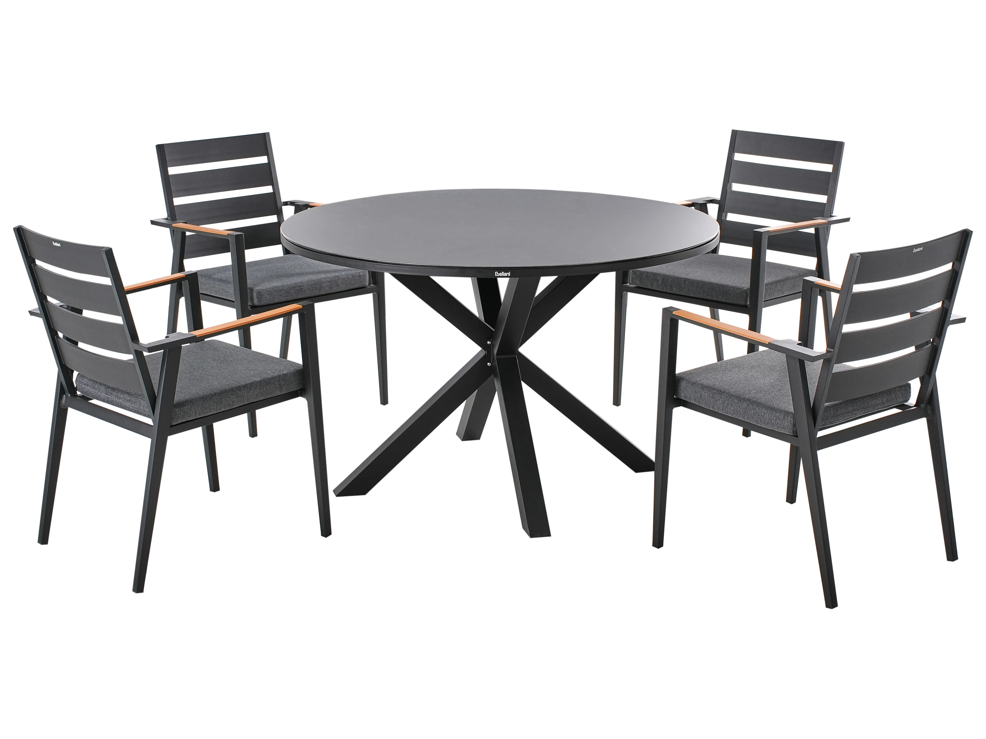 Garden Dining Set 4 Seater MALETTO/TAVIANO with Cushions Metal Black