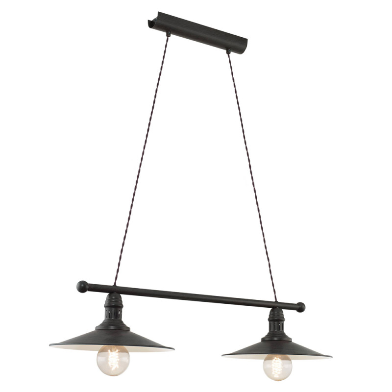Suspension Stockbury brune et beige E27 2 x 60 W EGLO