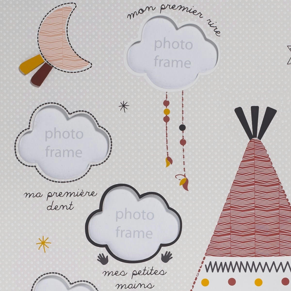 TIMOUKI - Pèle-mêle 12 photos en bois beige Tipi