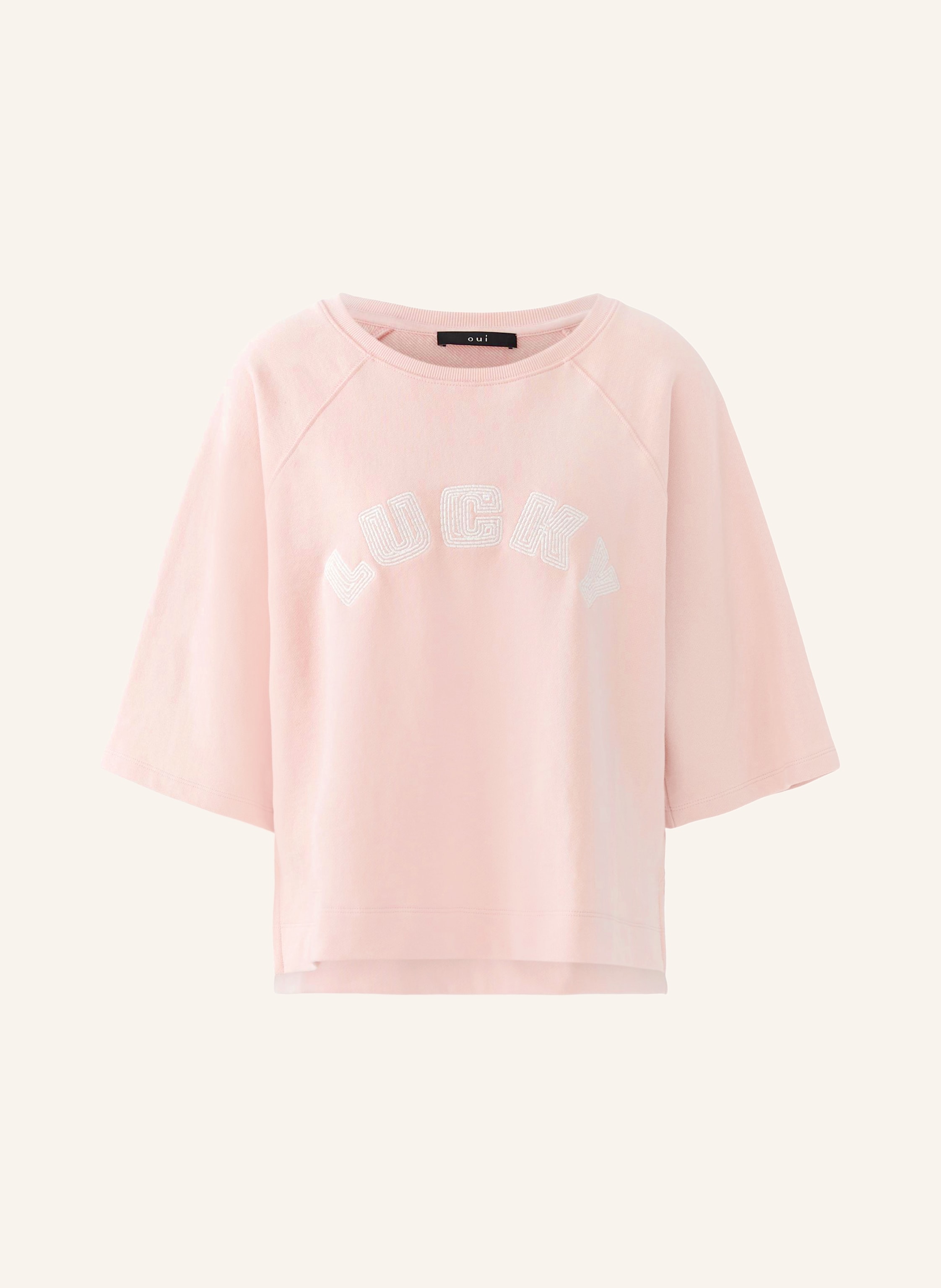 Oui Sweatshirt mit 3/4-Arm und Schmuckperlen