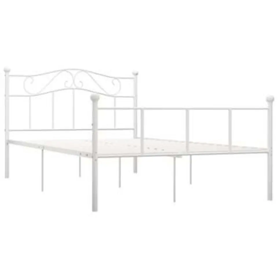 vidaXL - Tweepersoonsbed met hoofdeinde - Wit - Metaal - 160x200 cm