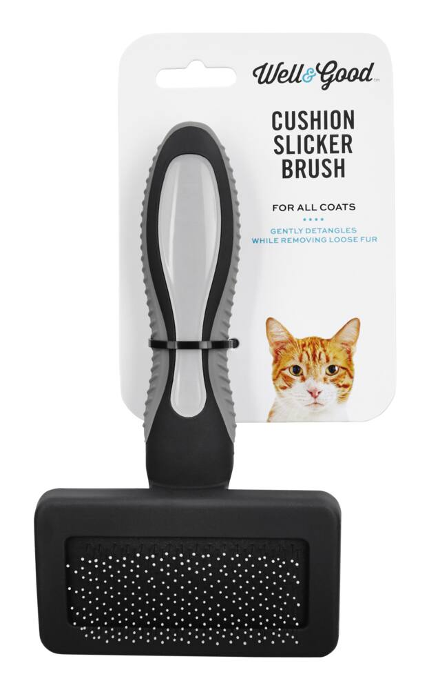 Well & Good Cat Cushion Slicker Brush, 7-in, Black