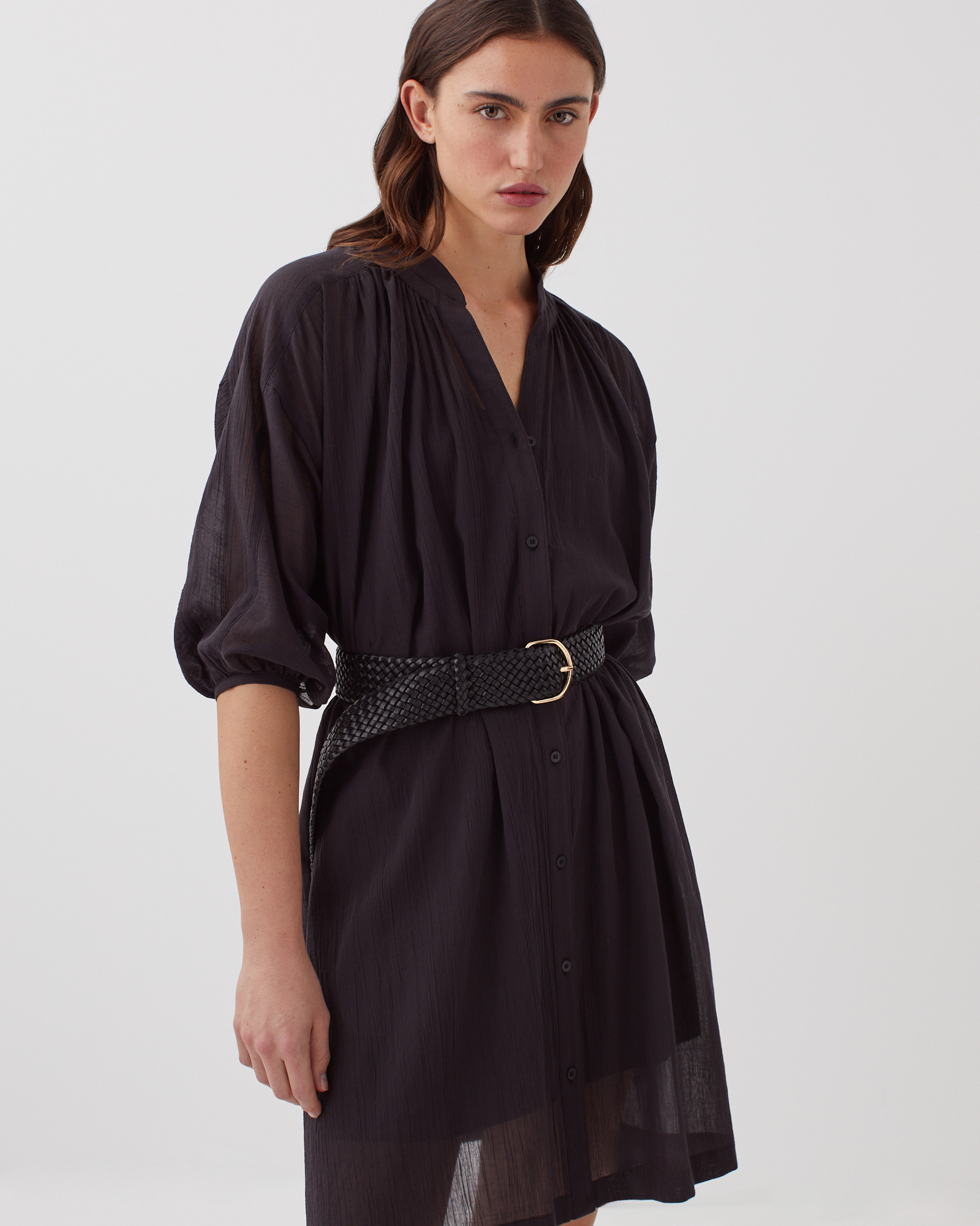 Ceinture large tressée en cuir