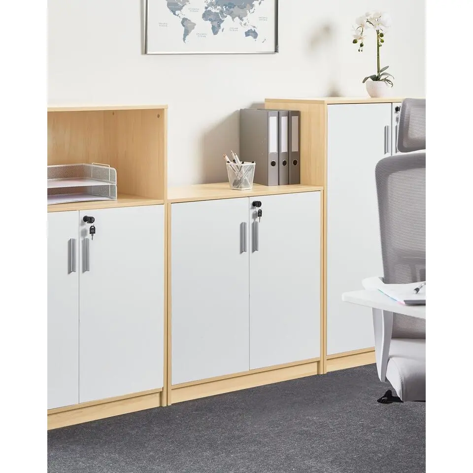 ZEHNA - Kantoorkast 2 deuren - Lichtbruin/Wit - Vezelplaat