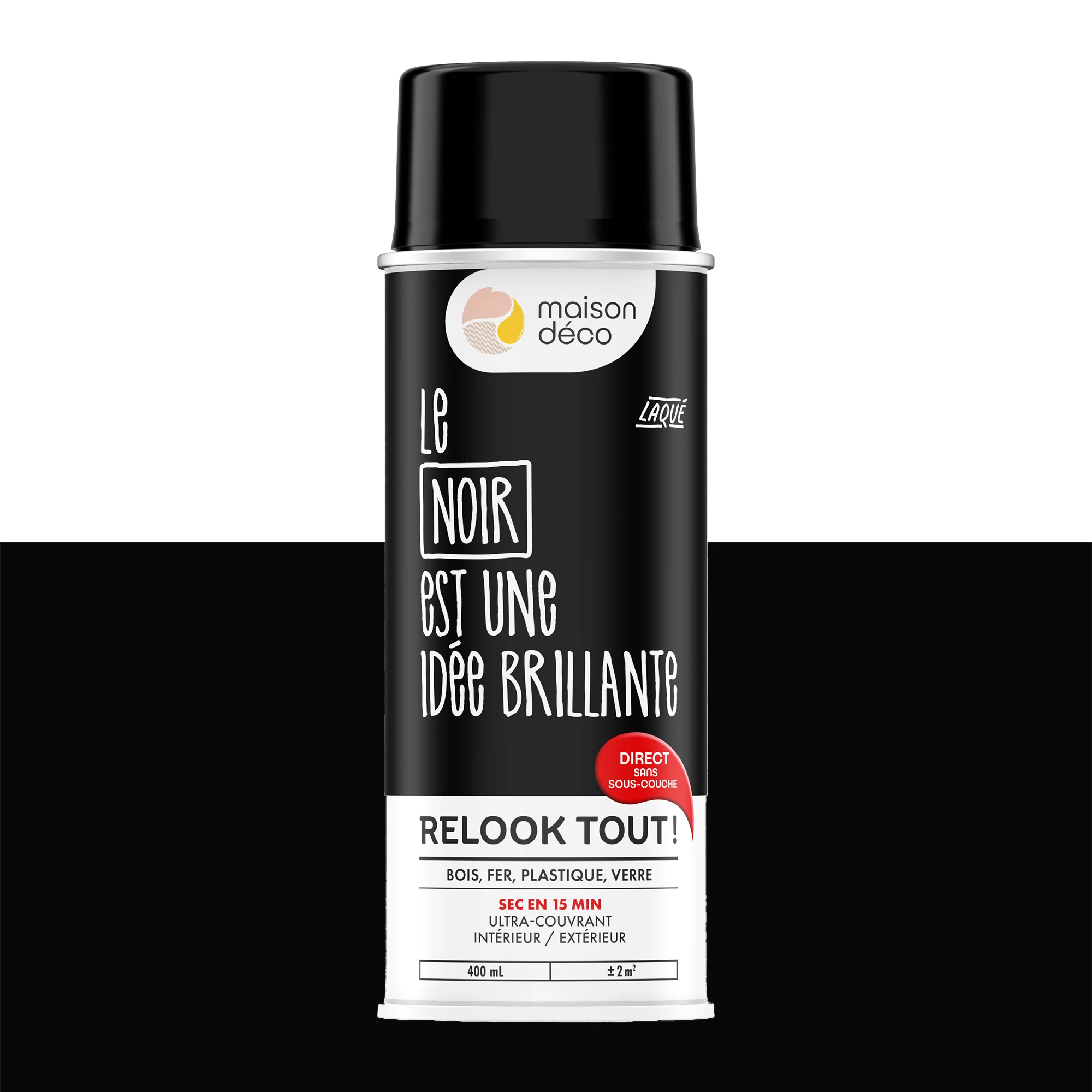 Relook tout aérosol Peinture Peinture noir Brillant 0,4 L