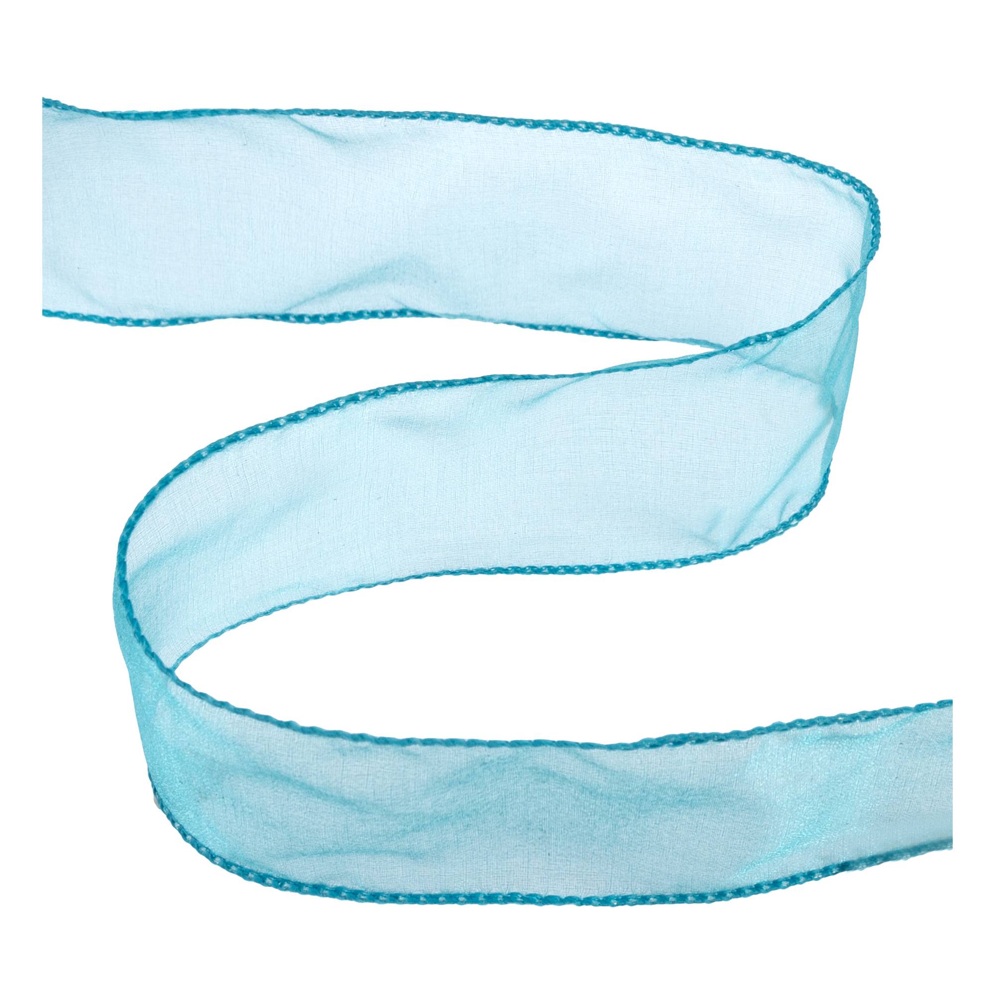 Turquoise Wire Edge Organza Ribbon 63mm x 3m