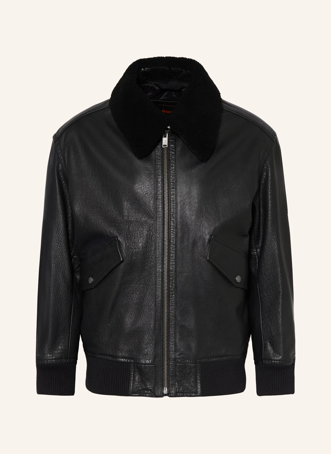 BOSS Lederjacke JOPEAK mit abnehmbarem Kragen